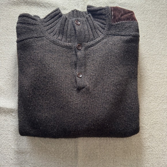Pal Zileri Sport Italian Alpaca & Merino Brown Knit Sweater with Velvet Panels - Picture 4 of 16